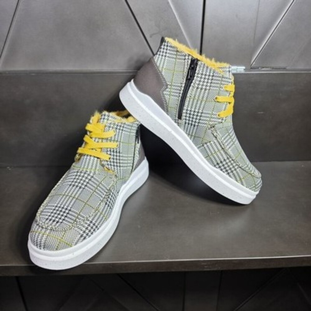 Romika Helsinki Plaid Boots With Yellow Faux Fur EU38 US Womens 7-7.5